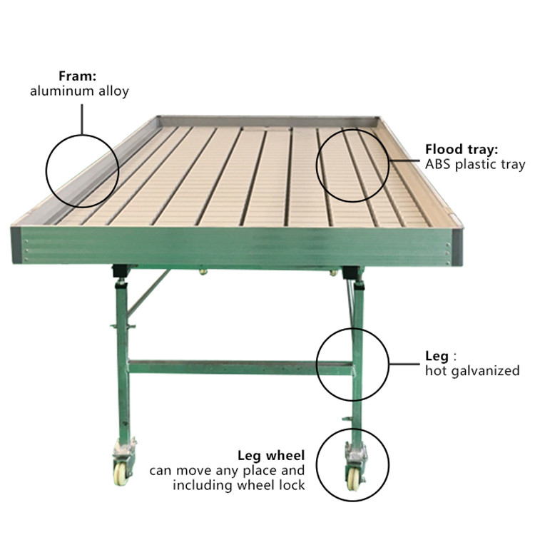 Greenhouse Ebb Flow Seedling Rolling Bench Grow Tables For Growing Various Plant Types
