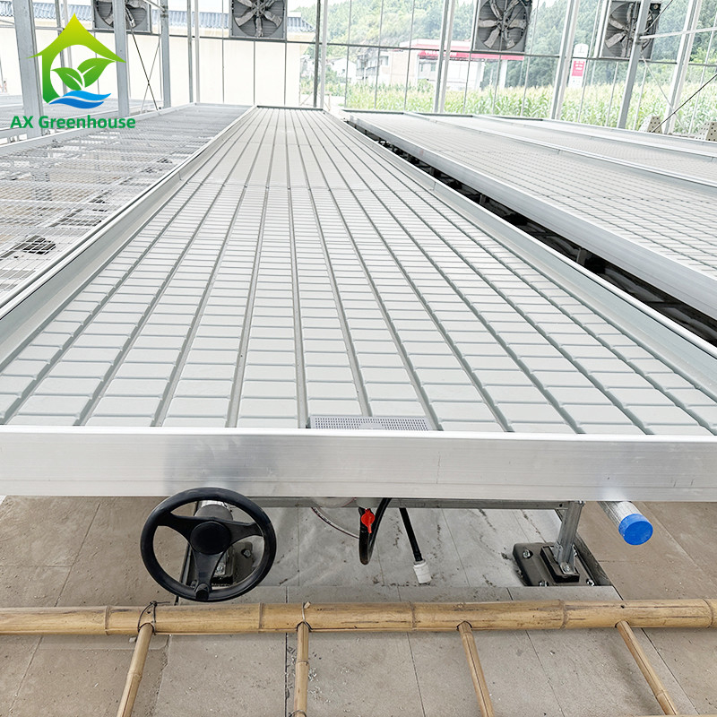 Ebb And Flood Hydroponic Movable Table Rolling Bench For Growing Plants In Greenhouse