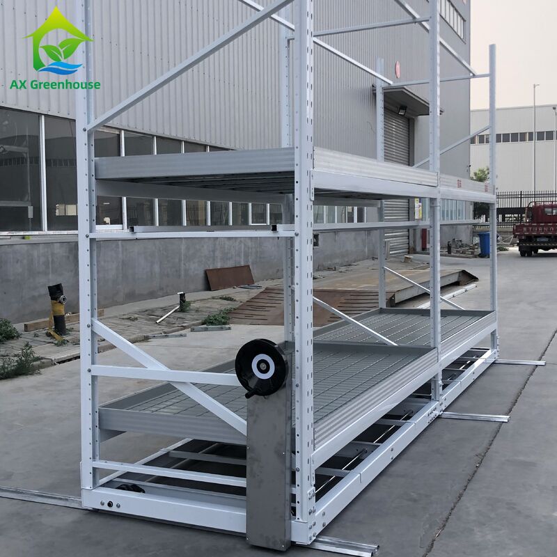 Heavy-Duty Adjustable Rolling Bench for Greenhouses with Hot-dip Galvanized Steel Frame and 120kg/m² Load Capacity