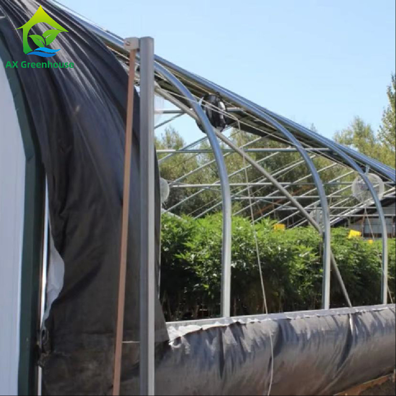 OEM External Light Deprivation Greenhouse 32m-50m Length Blackout System Greenhouse for growing Mariguana